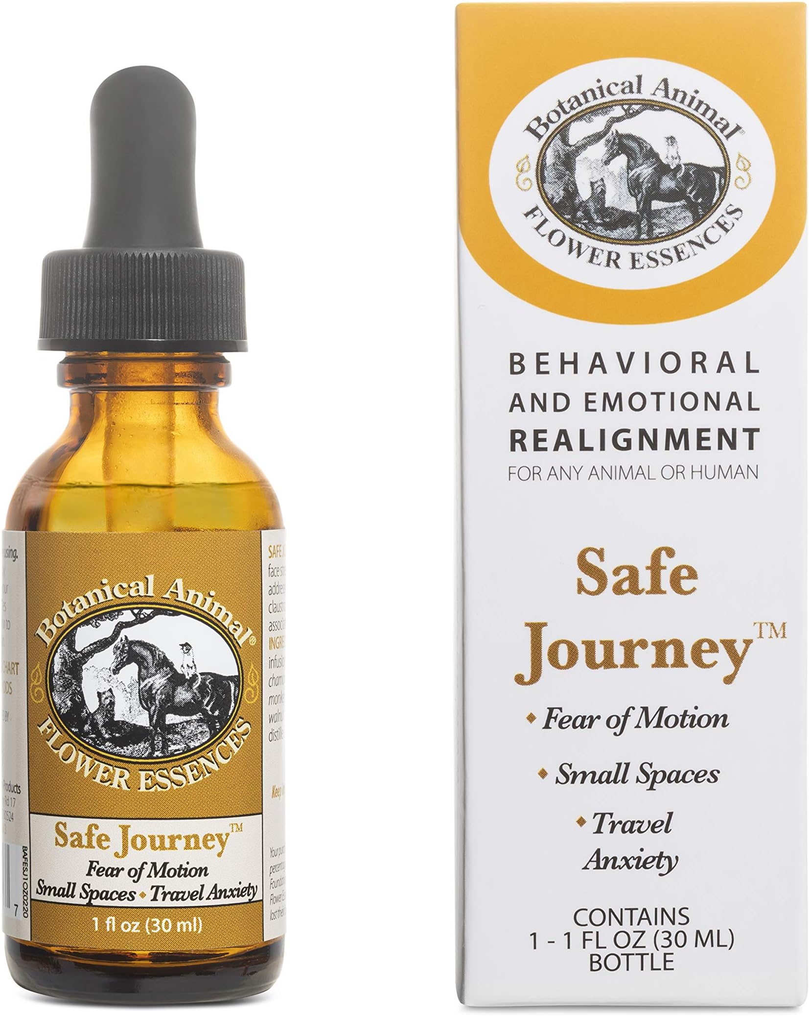 Botanical Animal Safe Natural Flower Essence - Safe Journey for Worried Traveling - Lessons Motion Sickness, Fear of Cars, New Places - Non-Mood Altering, Hemp-Free, Non Allergenic - 1 oz (30 ml)
