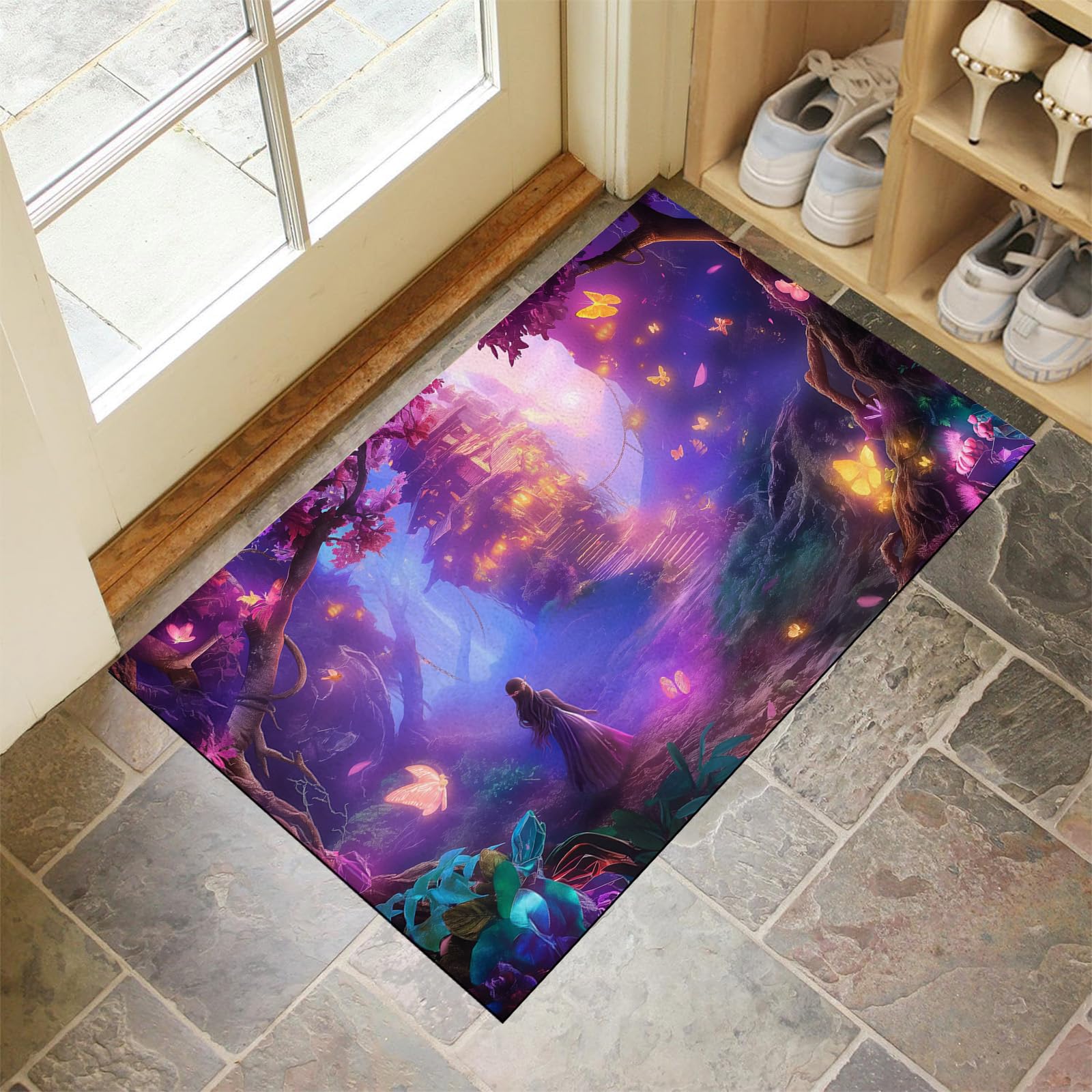 Tapis de porte robuste Forêt de rêve paillasson extérieur imperméable 90x140cm