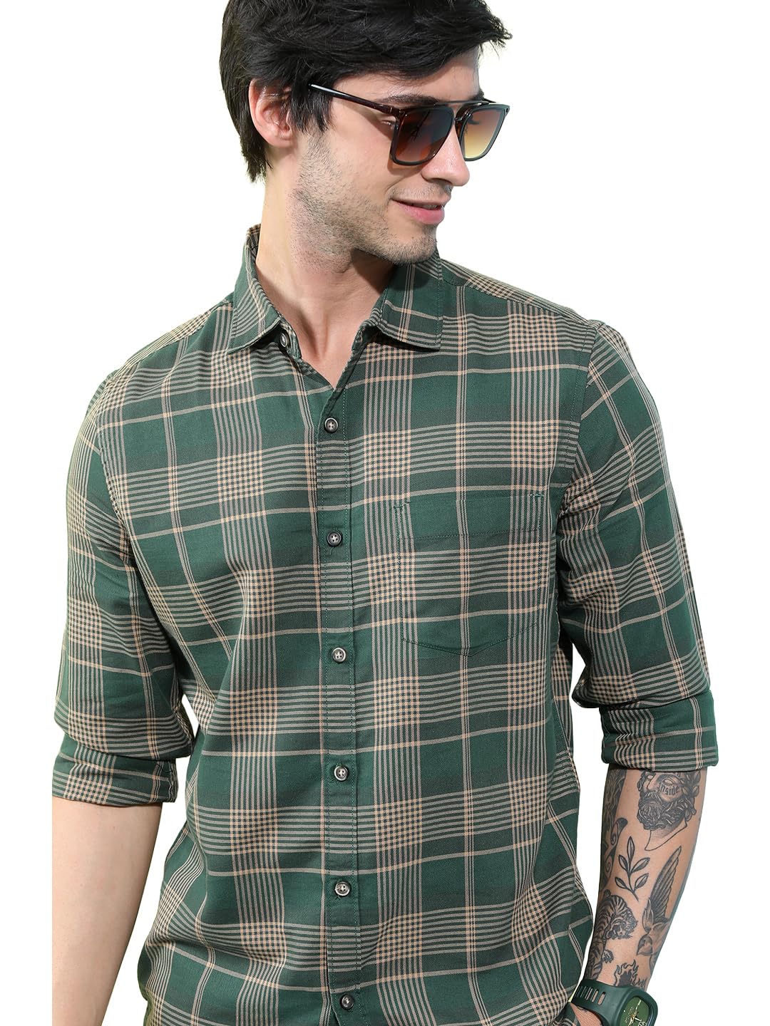 highlander Men's Slim Fit Shirts | Checked | Long Sleeves | Spread Collar | Casual Shirts | Stylish Shirt-picture-31