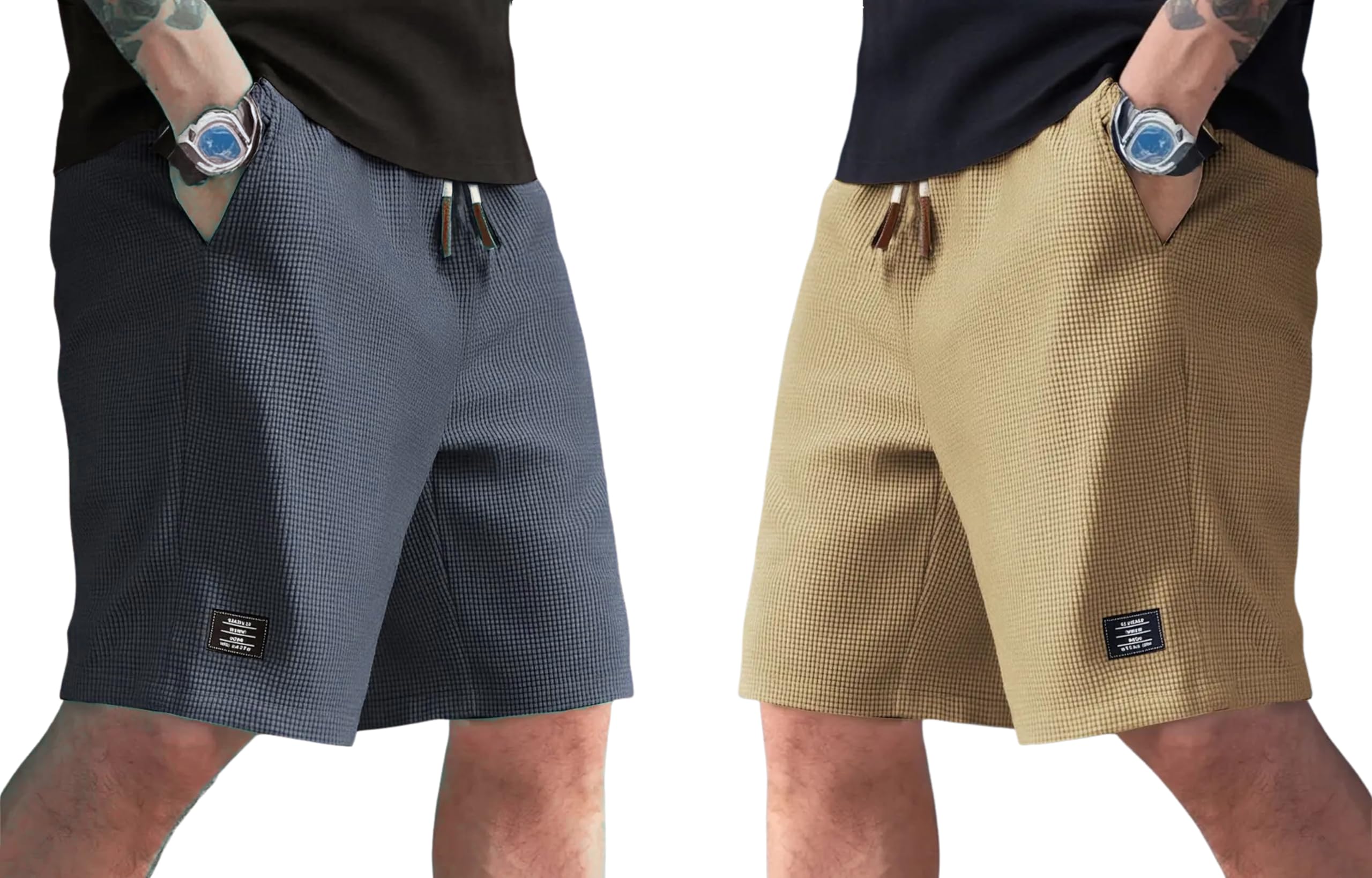 FABRIPPLE Men’s Shorts Combo Pack | Premium Cotton Blend | Comfort Fit for Gym, Casual Multiple Utility Pockets | Breathable Stretchable Fabric | Set of 2