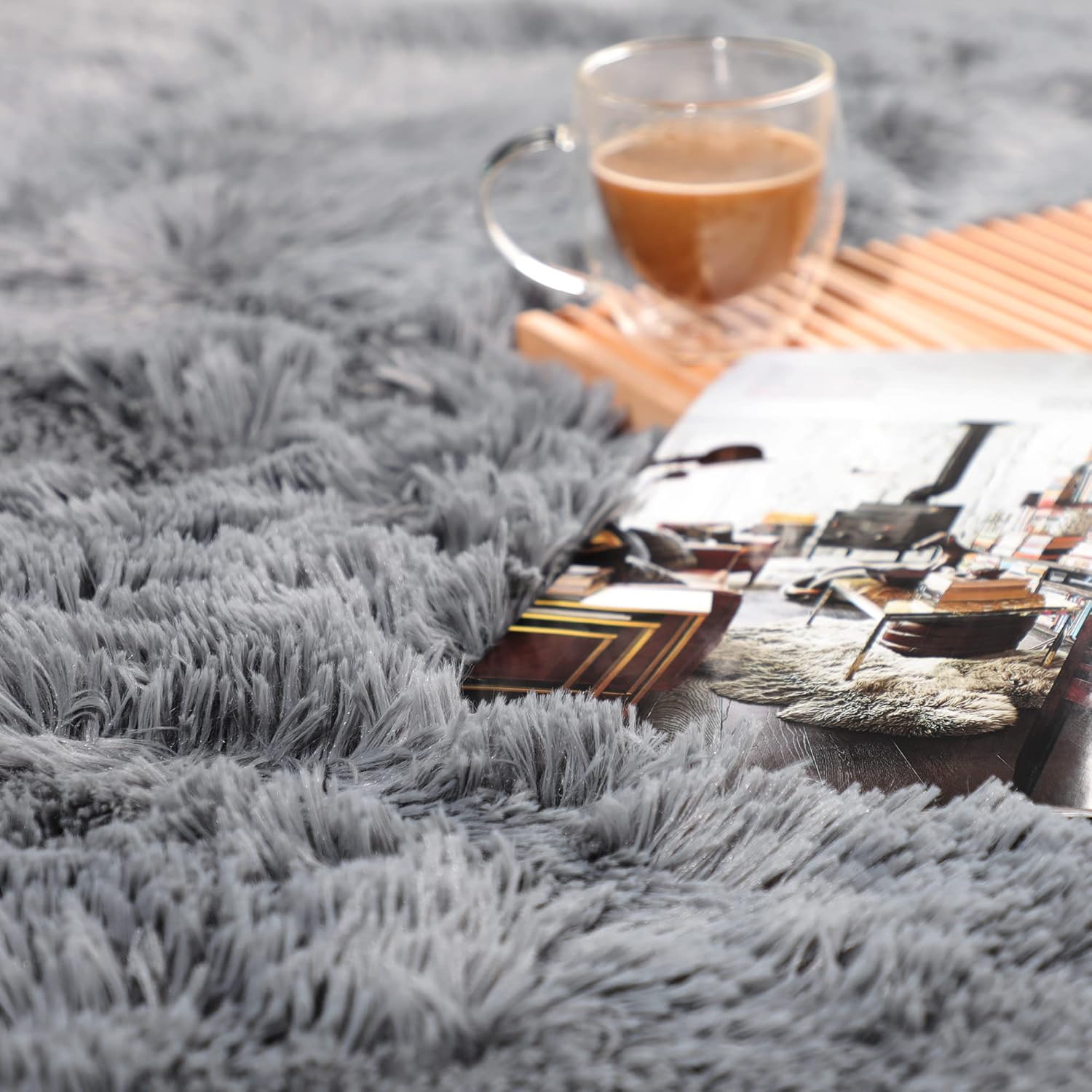 80% оƒƒ Dіѕсоunt PAGISOFE Grey Fluffy Shag Area Rugs for Bedroom 5x7, Soft Fuzzy Shaggy Rugs for Living Room Carpet Nursery Floor Girls Dorm Room Rug