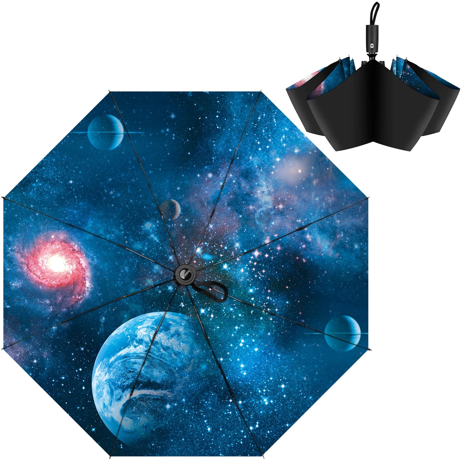 Compact Travel Umbrella,Automatic,Lightweight,Windproof Strong,Folding Umbrella with Pattern for Rain&Sun-Men&Women