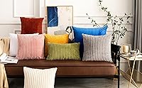 Vista 748 de UGASA - Juego de 2 fundas de almohada de terciopelo a rayas, funda decorativa para cojín con cremallera oculta para el hogar, sofá, dormitorio