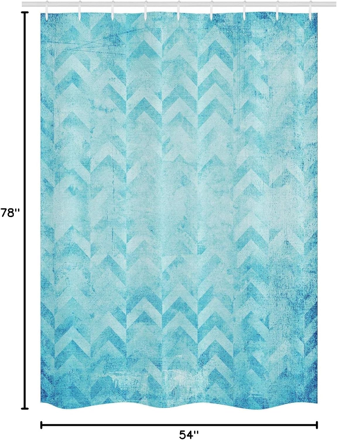 Ambesonne Turquoise Stall Shower Curtain, Geometric Design Chevron Patterns on Old Vintage Paper Contemporary Art Print, Fabric Bathroom Decor Set with Hooks, 54" W x 78" L, Turquoise