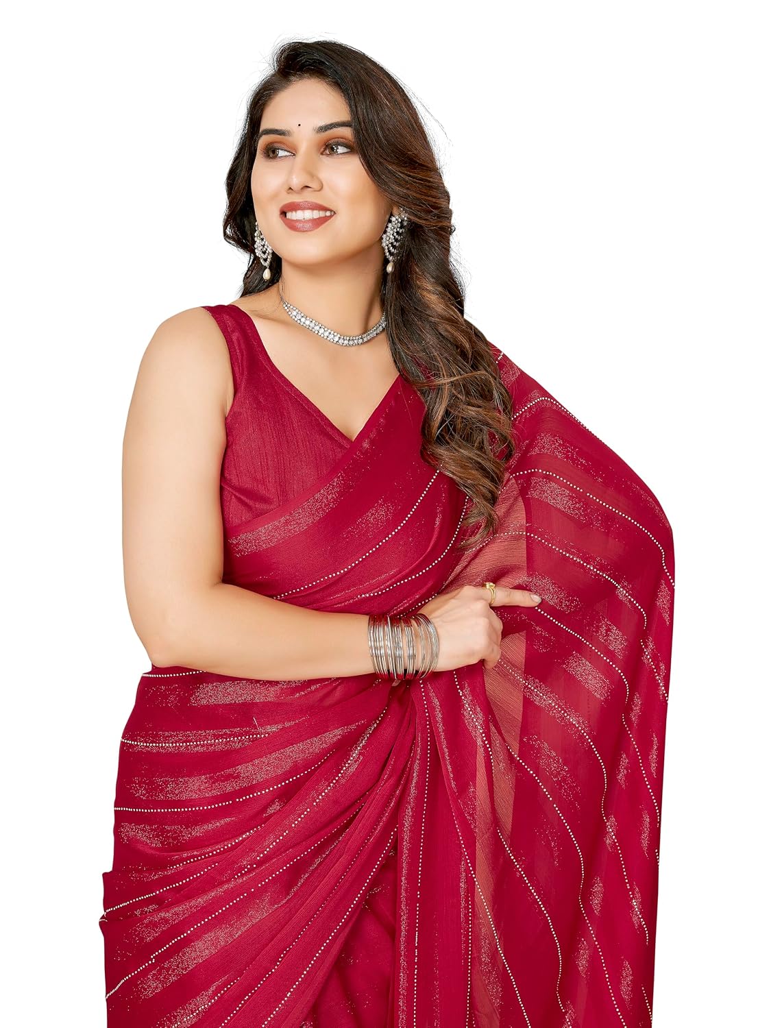 VAIRAGEE Women Soft Rimzim Silk Striped Pattern Ready To Wear Embroidery Saree (2055) - Review, Price and Buying Guide