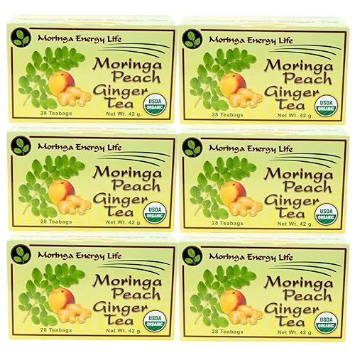 Miniatura 7 de Moringa - Té de jengibre y durazno (28 bolsitas de té (Keto, Detox, Paleo, Vitaminas y Minerales, Vegano, Sin Gluten, Sin OGM, Hierbas, Sin Cafeína)