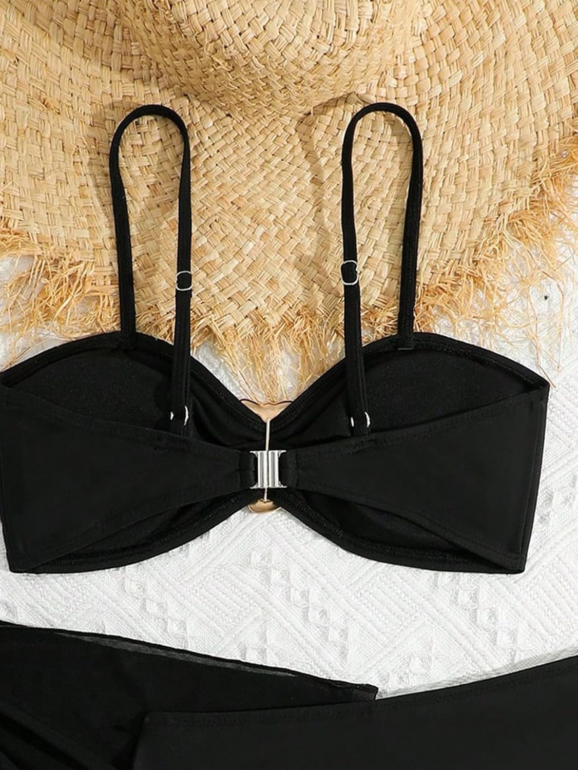 Girls 3 Piece Bikini Sets Metal Tops Swimsuit High Waisted Bathing Suits with Cover Up Swimwear