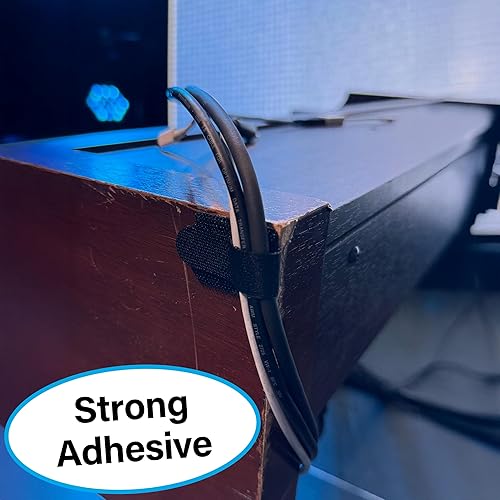 Miniatura 4 de Organizador de cables de escritorio de 50 piezas, correas adhesivas para organización de cables para artículos esenciales de oficina, pared,