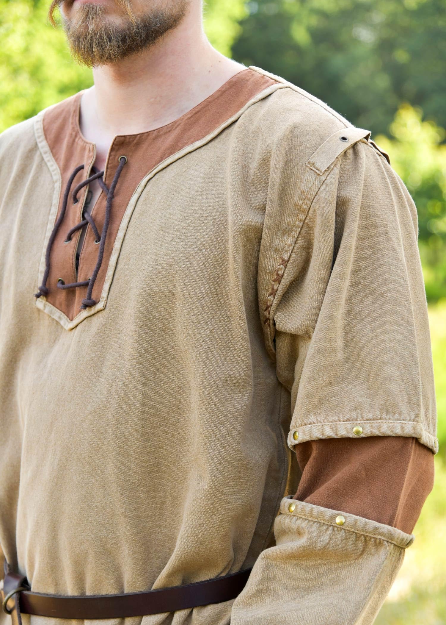 Battle-Merchant Wikinger Tunika Sigval im Used-Look | Mittelalter Hemd aus Baumwolle, Mittelalter Kleidung für Reenactment, LARP & Fantasy Cosplay