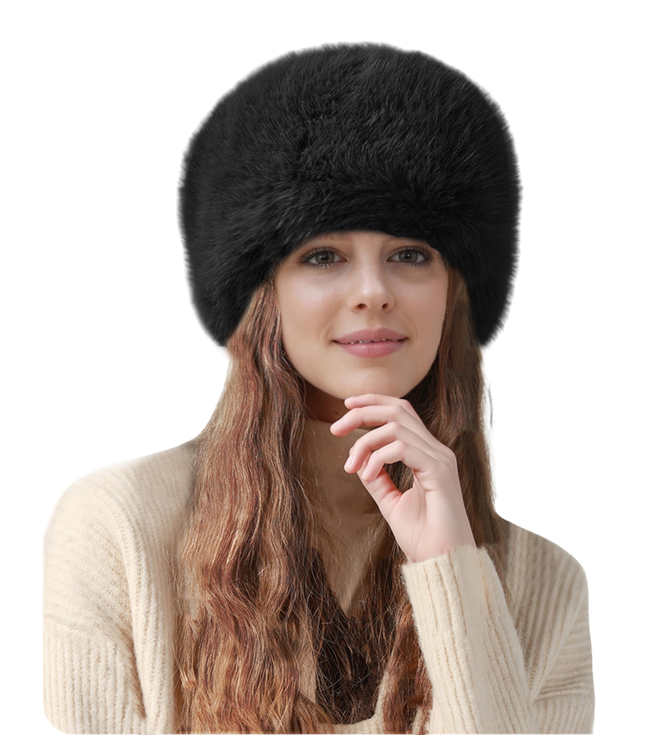 Lina & LilyWomen's Winter Cossack Hat Russian Style Long Pile Faux Fur