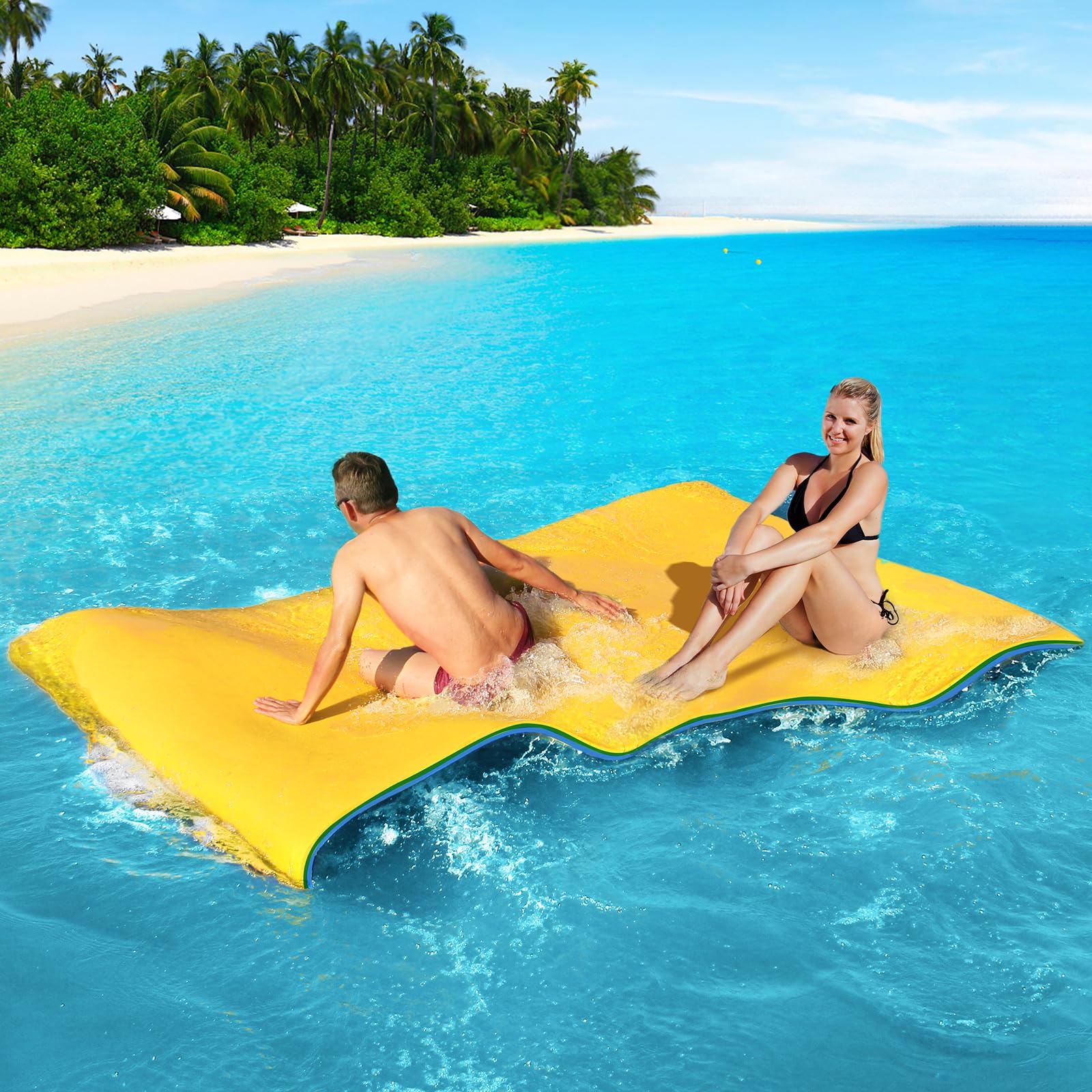 CTSC Tapis Flottant Piscine, Tapis Flottant en Mousse, Tapis en Mousse xpe avec Filet en Nylon résistant à la déchirure 240/275 x 120cm & 305/365 x 120cm Capacité Portante 163/181/272/313KG