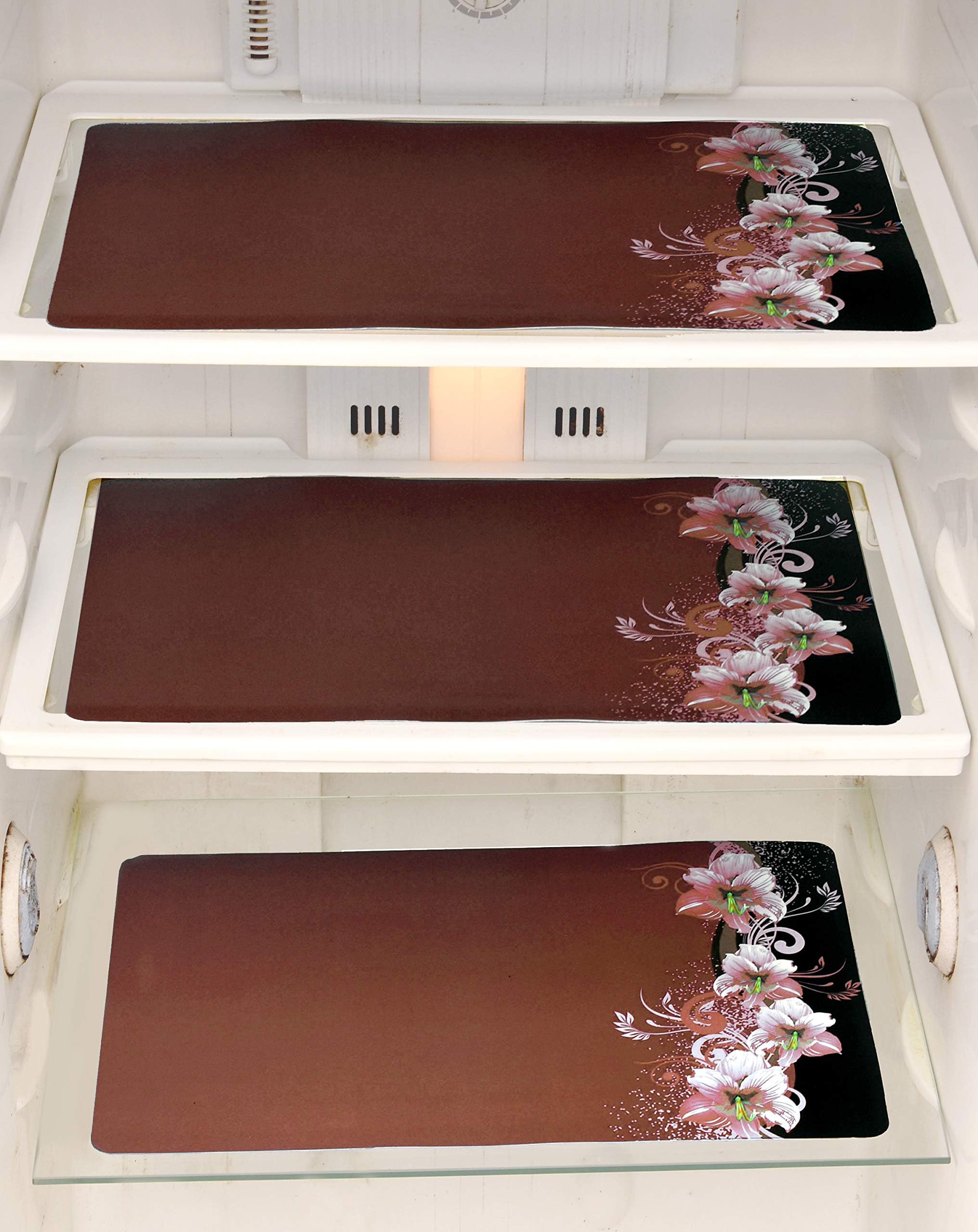 FACTCORE Plastic Refrigerator Drawer/Fridge/Multipurpose Mat (12 X 17 Inches, Printed Brown), Set of 6 Pcs-PVC
