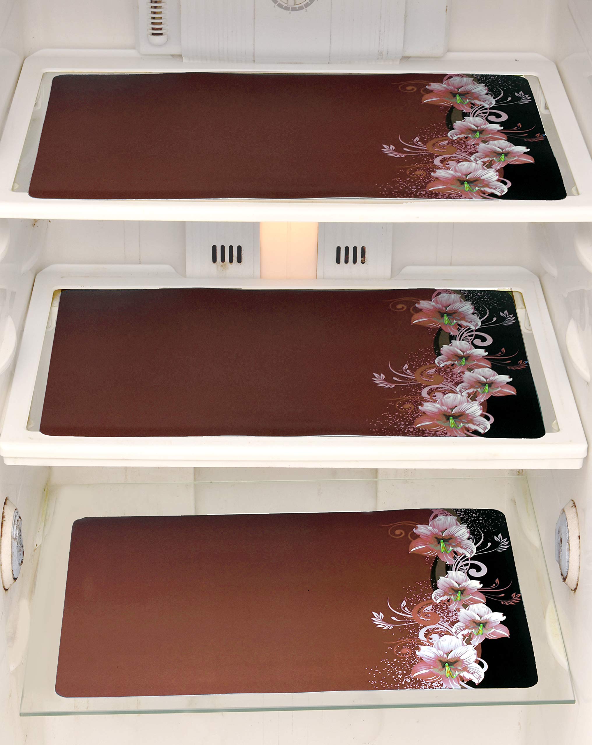 FACTCORE Plastic Refrigerator Drawer/Fridge/Multipurpose Mat (12 X 17 Inches, Printed Brown), Set of 6 Pcs-PVC