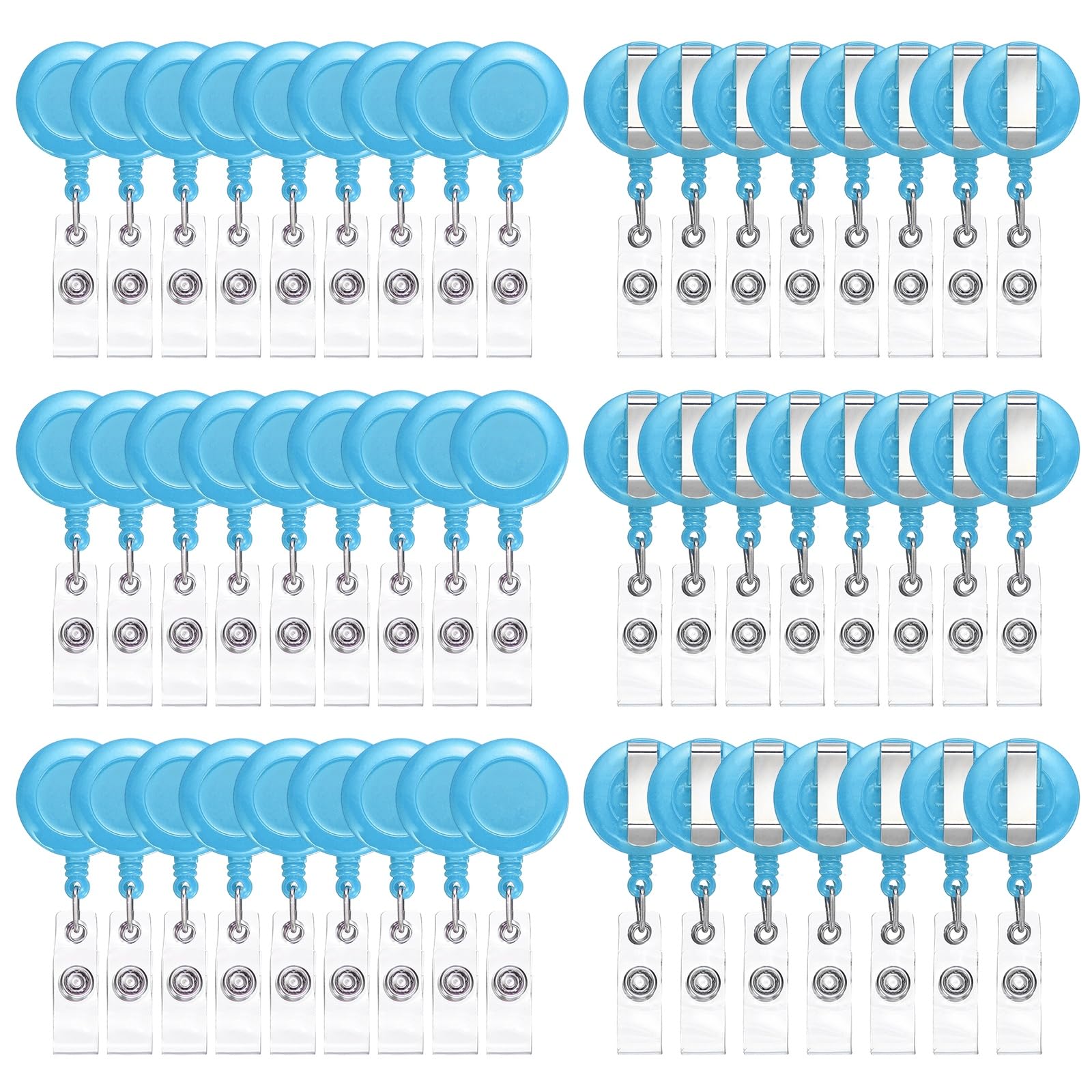 PATIKIL 50 Pcs Badge Reel, Retractable Badge Clip, ID Card Holder Reel with Swivel Alligator Clip for Teacher Employees Office Supplies, Light Blue