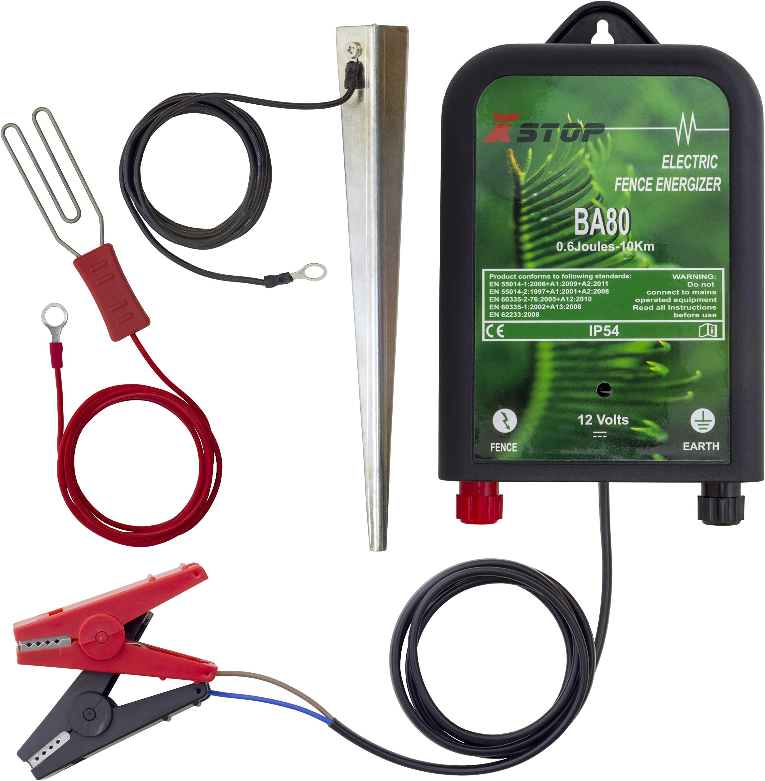 X-Stop Electric Fence Electrifier, 12V Battery, 10km Range, 0.2 Joules, CE RoHS