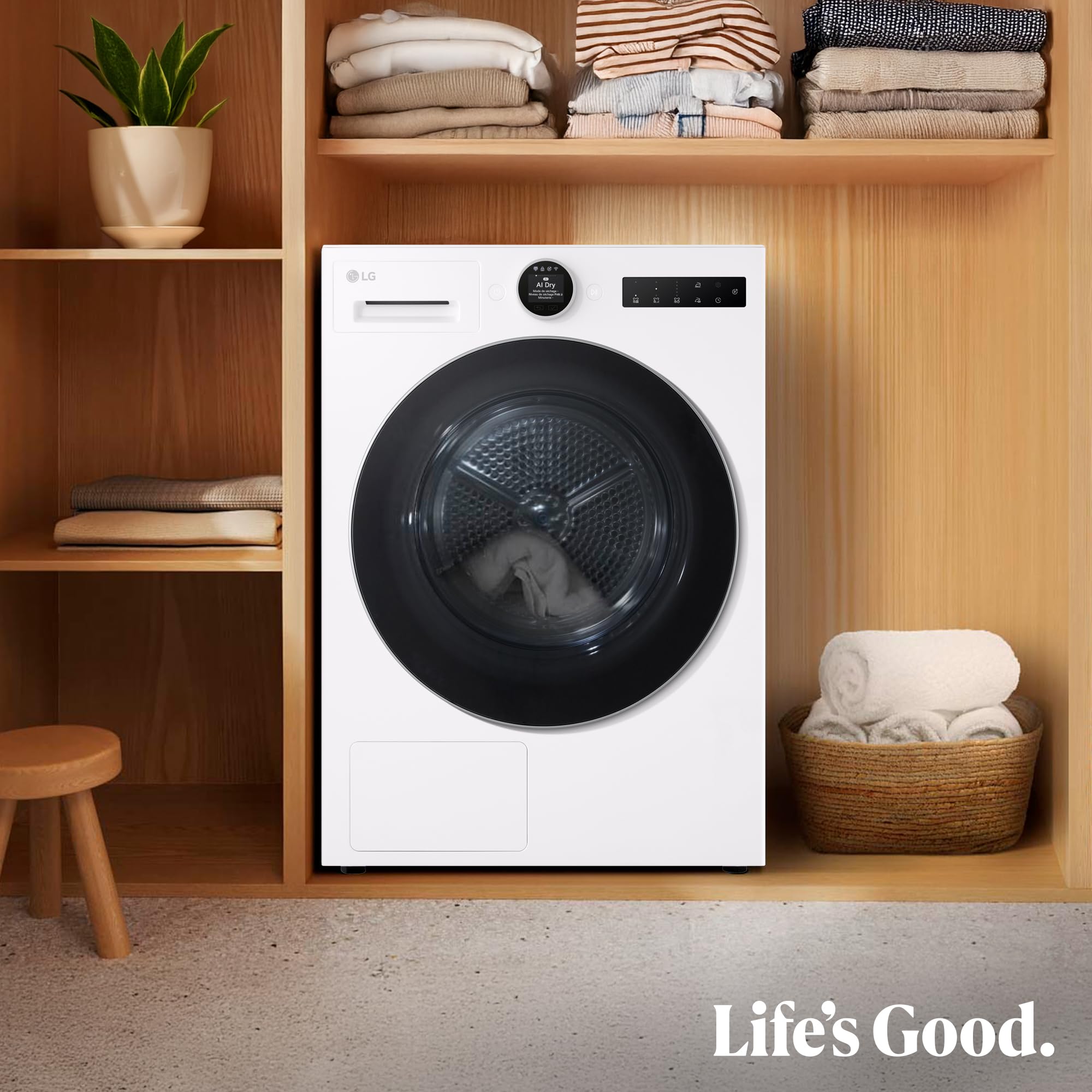 LG RHX7009TWS - Secadora con Inteligencia Artificial 9 kg, Bomba de Calor Dual Inverter, Eficiencia B, Serie 700, Tecnología AI Dry, Eco Hybrid, Conectividad Wi-Fi ThinQ, Blanco