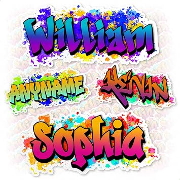 Custom Graffiti Wall Name Sticker Personalized Watercolor Vinyl Decal | Waterproof Die-Cut Vinyl Sticker for Laptop, Hard Hat, Water Bottle, Phone, Wall Decor & Gifts.