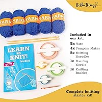 Vista 3 de BeKnitting Kit de tejido para principiantes, adultos y niños - Aprende a tejer - Hilo, fabricantes de pompones, agujas y otros suministros Regalos