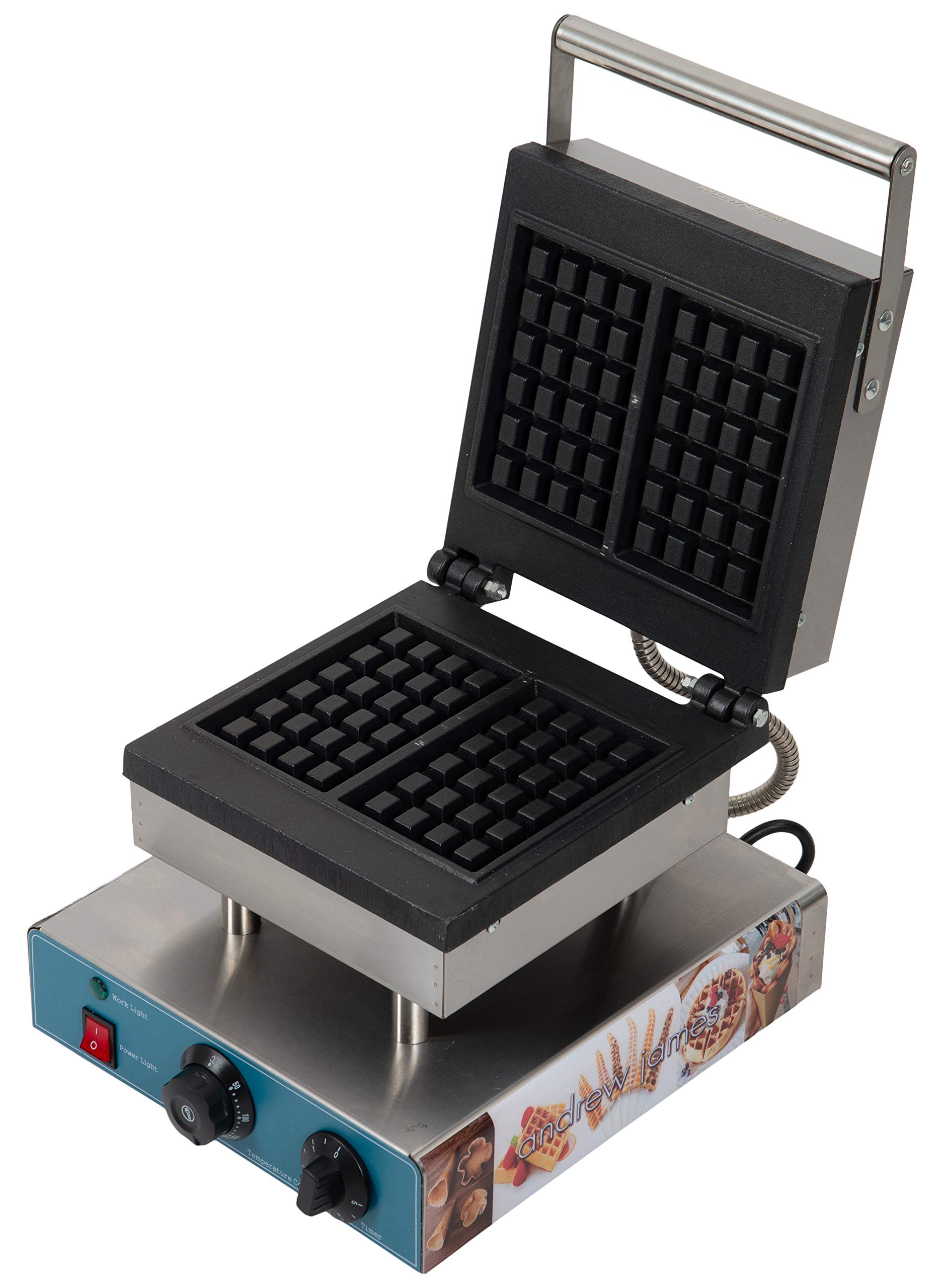 Andrew James Rectangle Waffle Baker For Commercial use Sandwich Waffle + Free Waffle Making Accessories (Silicone Tong, Spatula, Brush,Bottle) -1 YEAR LIMITED Warranty(TEFLON COATING ISN'T COVERED) | Commercial For Industrial Use-image-36