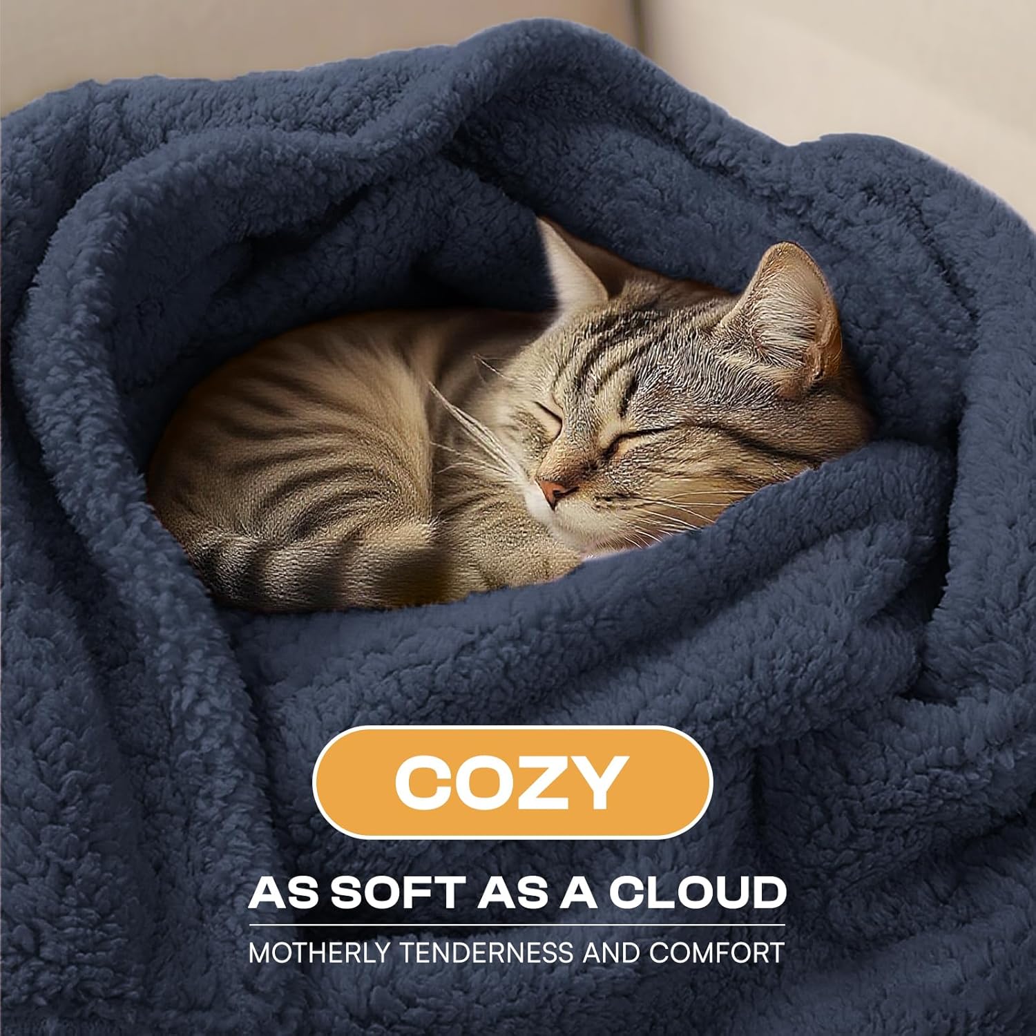 Luciphia Waterproof Pet Blanket for Medium Large Dogs Soft Cat Sherpa Calming Thick Cover Leakproof Cozy Puppy Sofa Bed Car Couch Protector(Blue/Navy,30x20 inches) - Image 2