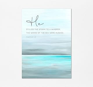 Psalm 107 Wall Art Print, He Stilled the Storm Scripture Ocean Decor Christian Gift Idea A4 UNFRAMED, Crafty Cow Design