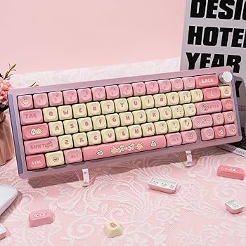 Amazon.com: GEKUCAP PBT Cute Pink Yellow Keycaps 136 Keys