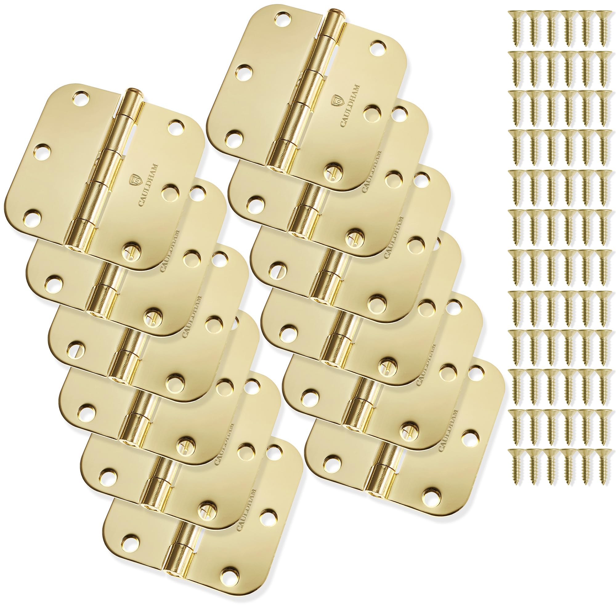 Cauldham Confezione da 12 cerniere per porte interne, resistenti, con angoli di raggio di 1,5 cm, in ottone