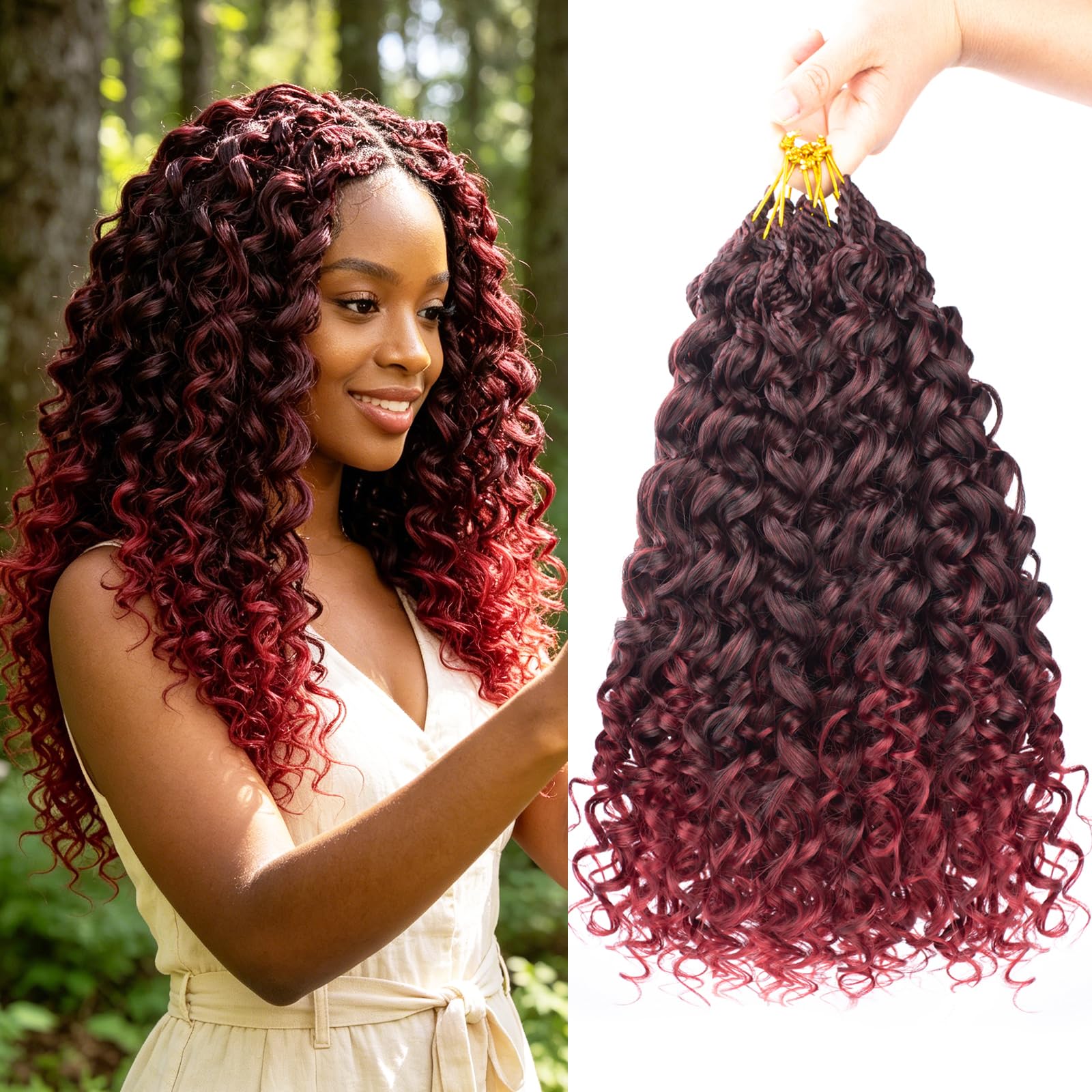 Photo 1 of 12 Inch Gogo Curl Crochet Hair Miracle Knot Crochet Hair Ocean Wave Crochet Braids for Black Women 8 Packs 120 Roots Pre Looped Braiding Hair Extensions (12 Inch, TBUG)