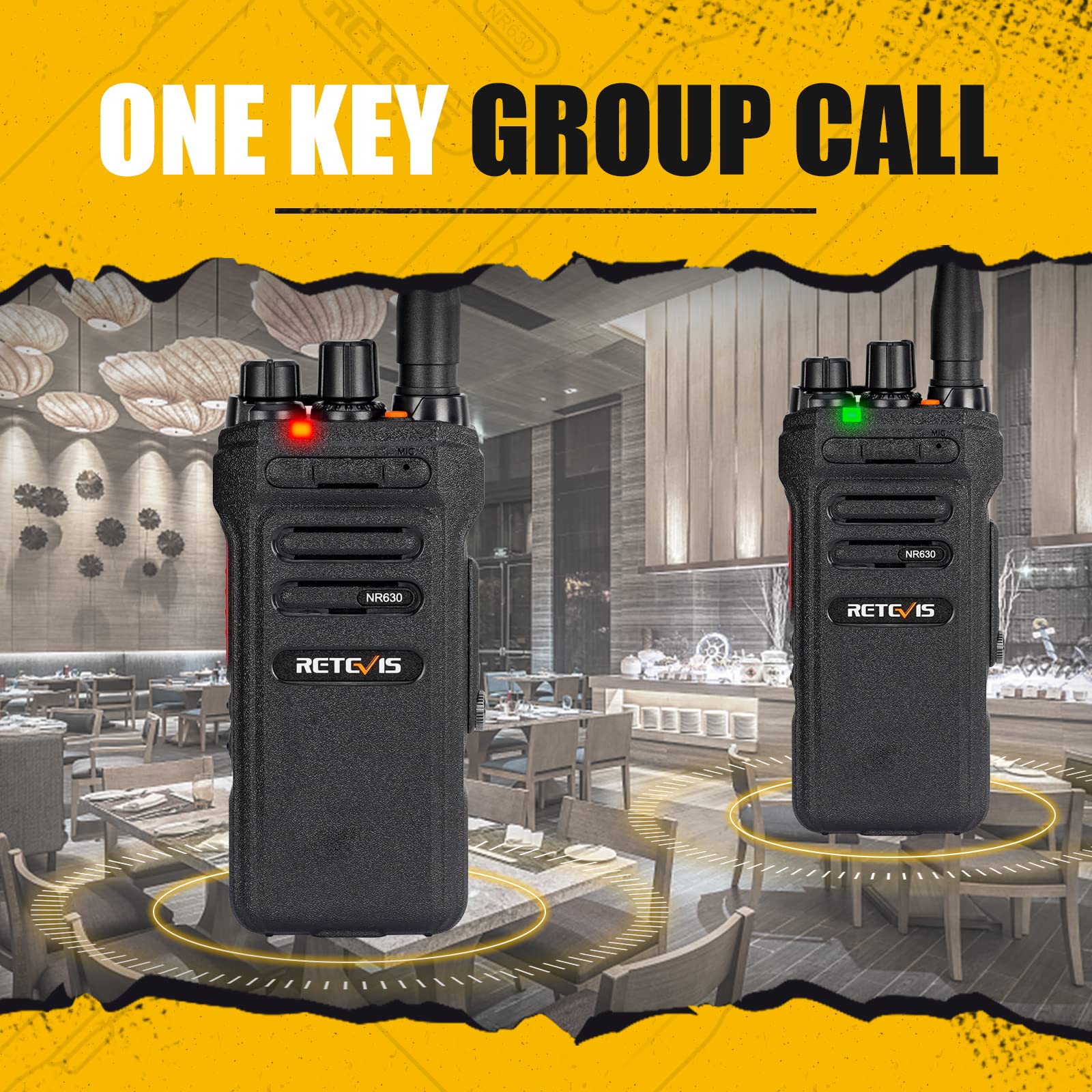 Retevis NR630 Talkie Walkie Professionnel IP67 Étanche Longue Portée 2800mAh VOX Rechargeable avec Casque Noir 2Pcs