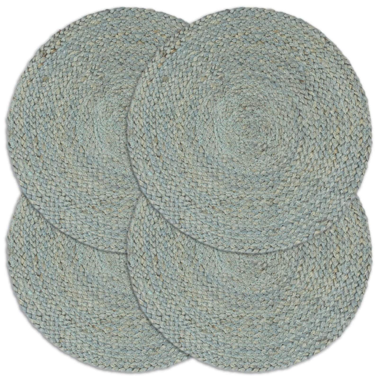 Tidyard Napperon Rond Set de Table 4 pcs Vert Olive Plain 38 cm Jute