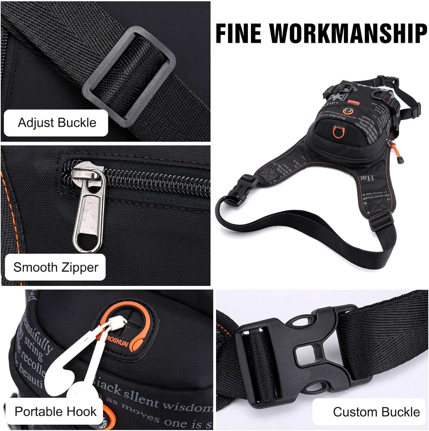 FANDARE Thigh Drop Leg Bag for Men Women with Leg Strap Waist Fanny Pack Bumbags Sling bag Motorcycle Chest Crossbody Cover Pack for Cycling Travel Outdoor Sport Gym Shoulder Bag Dark Green