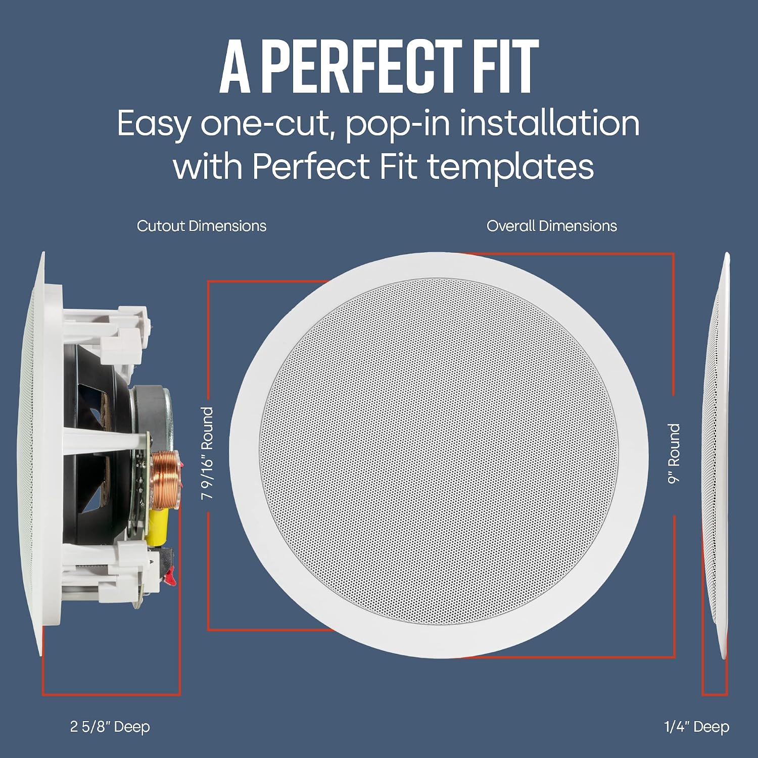 Polk Audio RC6s In-Ceiling 6.5" Stereo-Speaker | Dual Channel from a Single Location | Perfect for Damp and Humid Indoor/Outdoor Placement - Bath, Kitchen, Covered Porches (White, Paintable-Grille)