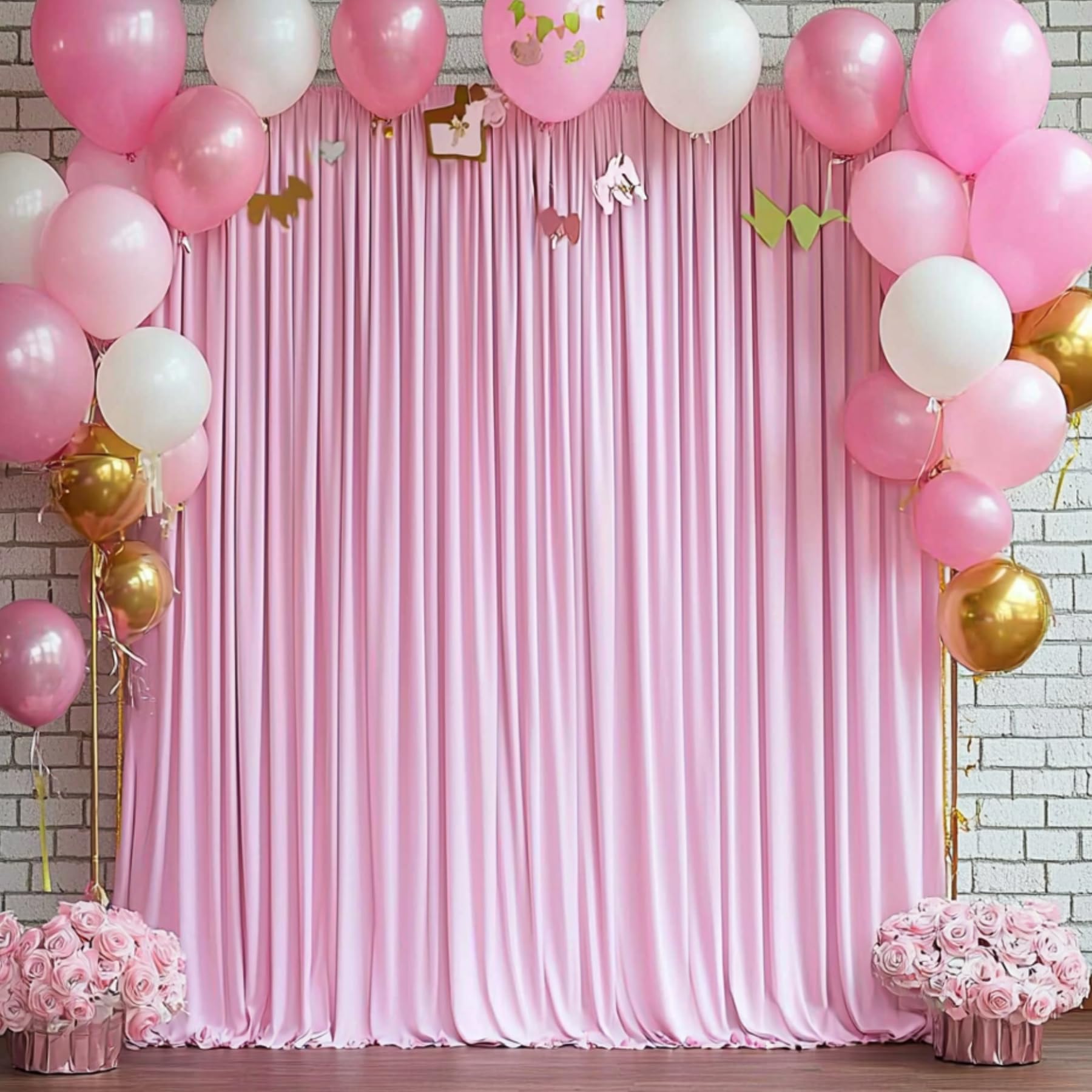 10ftx12ft Baby Pink Backdrop Curtains for Wedding-Wrinkle Free Backdrops Curtain Drapes Fabric Decorations Photo Back Drop Cloth for Baby Shower