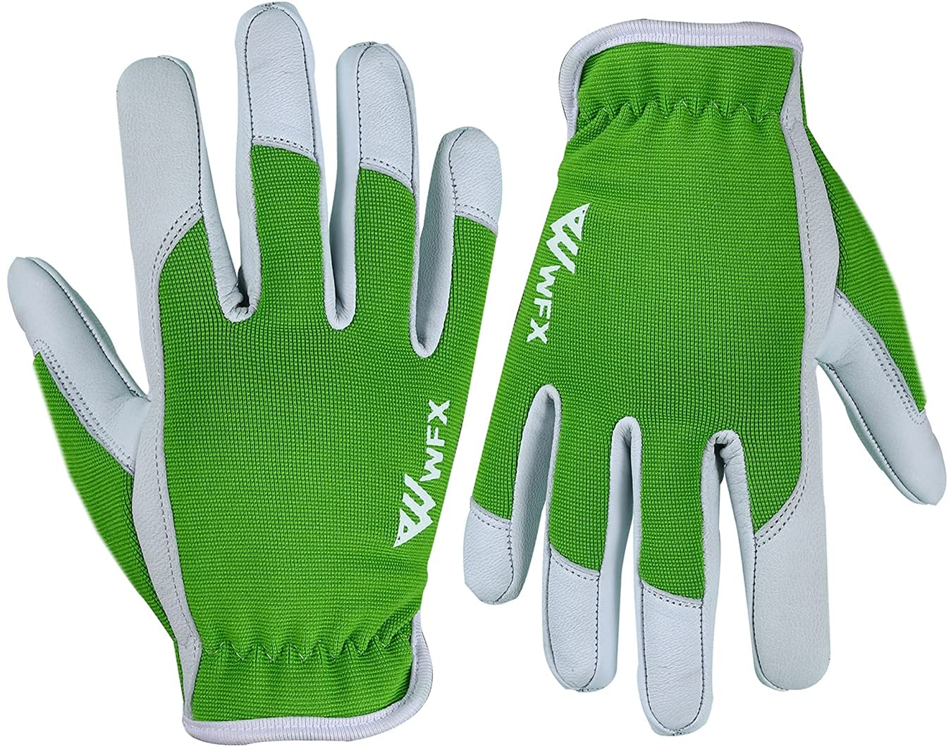 WFX Guanti da lavoro in pelle da giardinaggio, traspiranti, a prova di spine, resistenti guanti da giardinaggio da donna e da uomo (Verde, S)