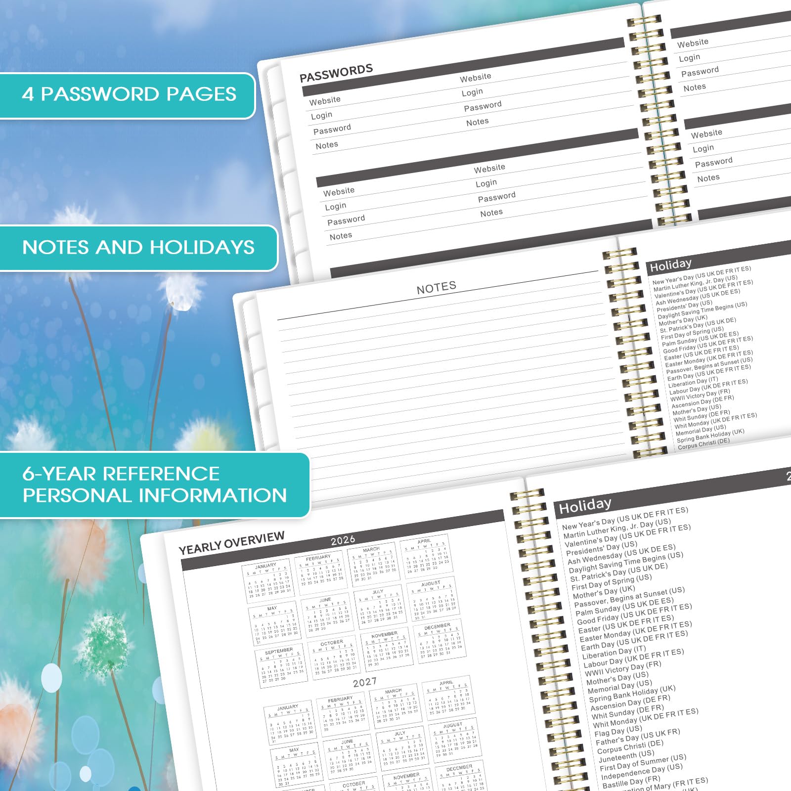 Monatsplaner/Kalender 2026-2031 - 5 Jahre Monatsplaner 2026-2031 von Juli 2026 - Juni 2031, 22,9 x 27,9 cm, Kalender 2026-2031 mit markierten Registerkarten