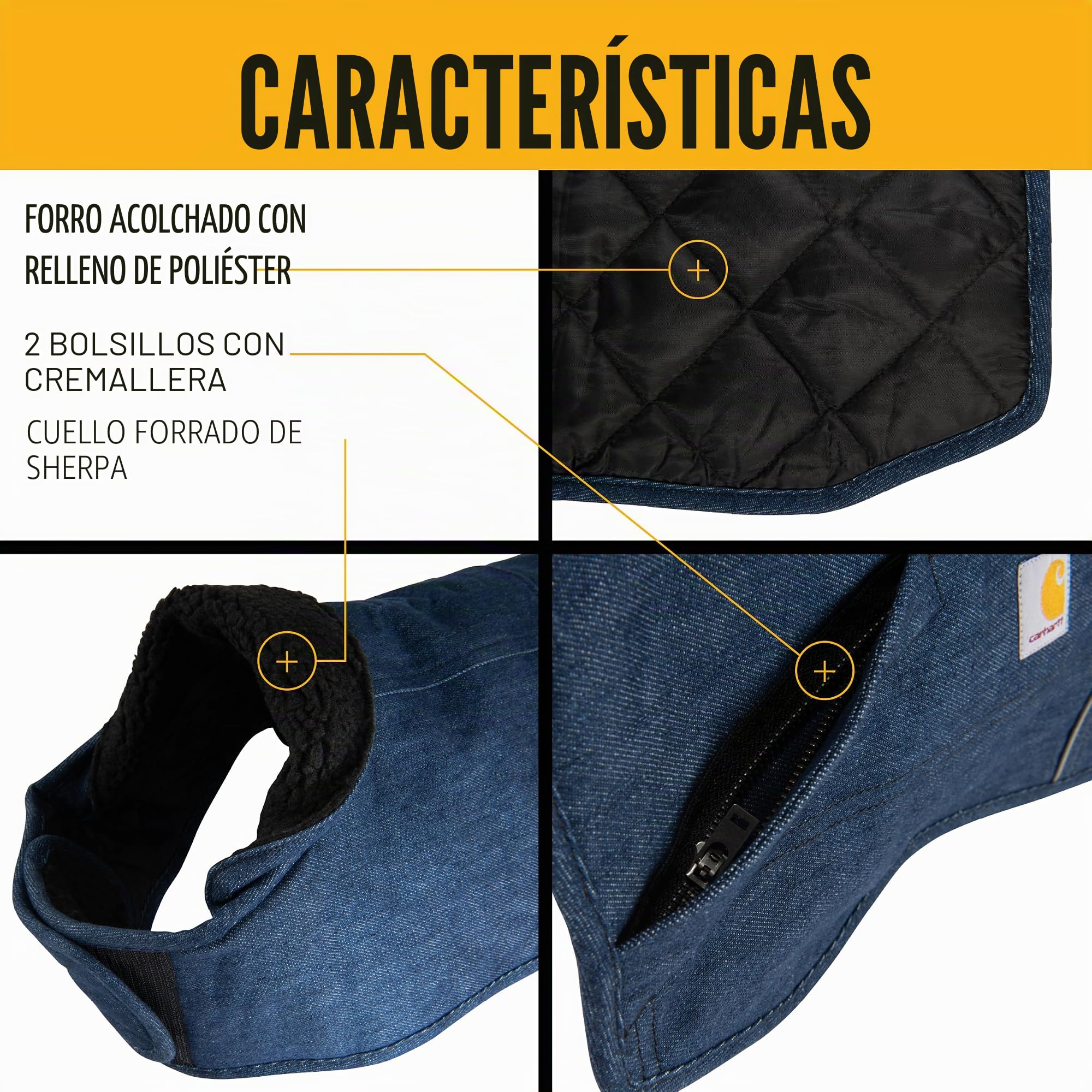 Carhartt Firm Duck - Abrigo Aislado para tareas de Perro, Mezclilla, Talla M