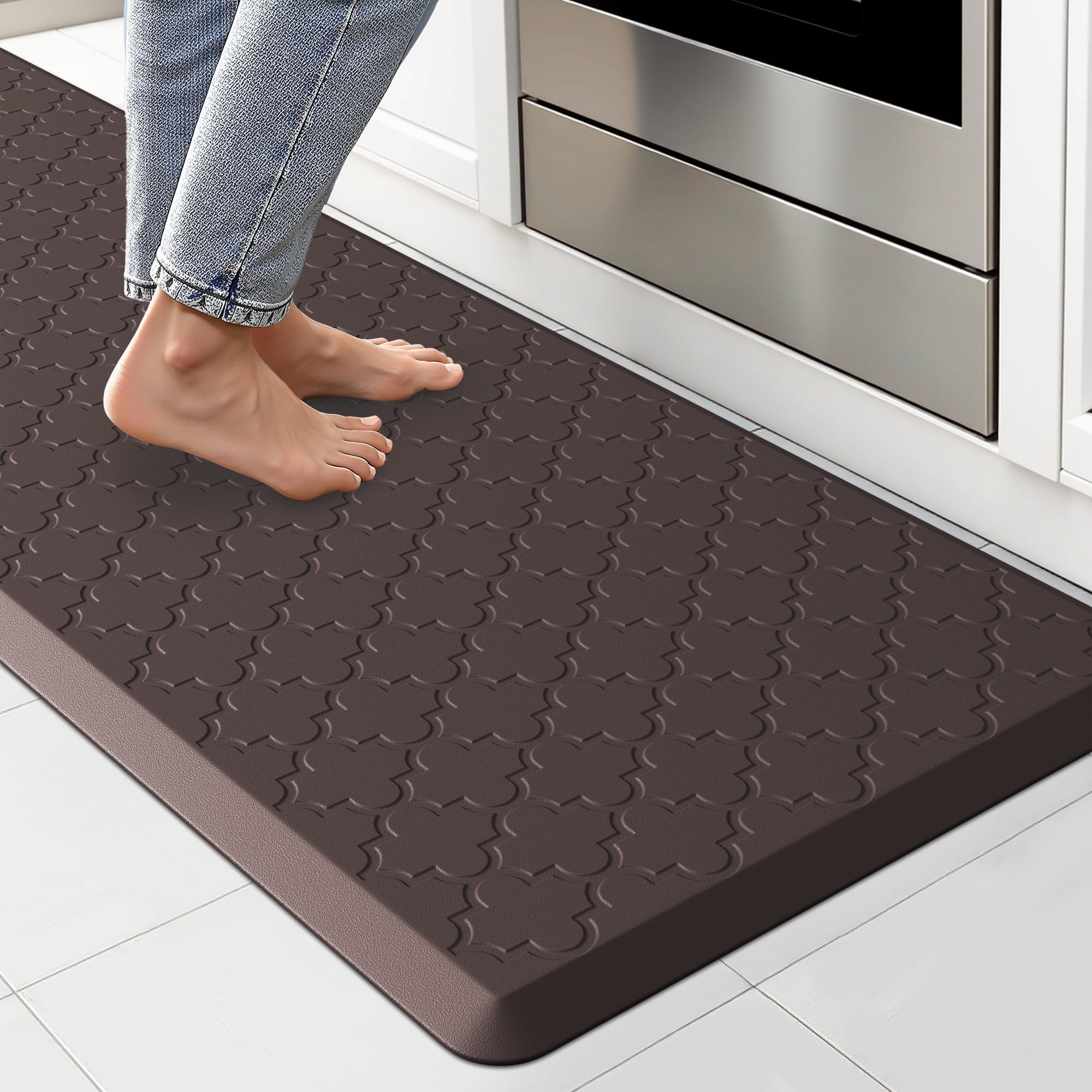 galmaxs7 kitchen mat anti fatigue mats for kitchen | brown kitchen rug memory foam ergonomic rug 20"x 60"