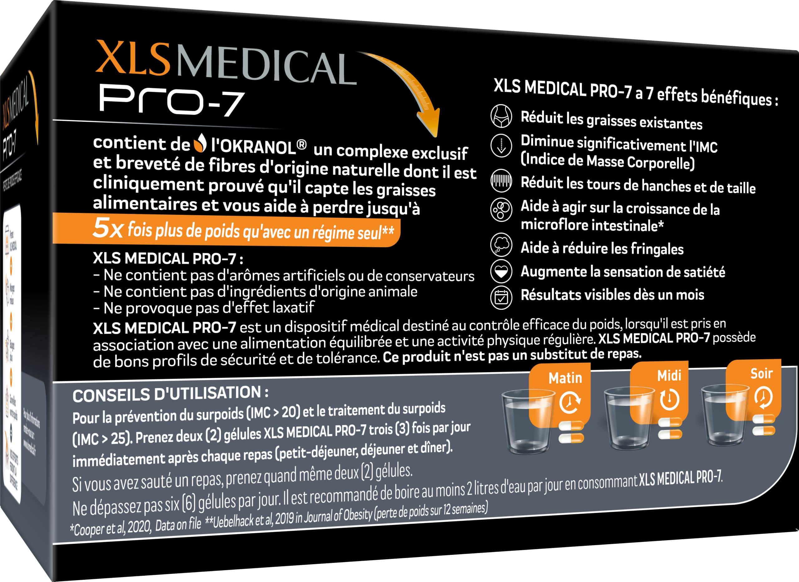 XL-S Medical PRO-7 - Gélules pour une aide à la perte de poids - 7 bénéfices (1) (2) - Perdez jusqu'à 5x plus de poids qu'avec un régime seul (1) - 180 gélules pour 1 mois