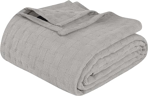 Superior Manta 100% algodón para todas las estaciones, diseño de tejido de canasta, funda suave y cómoda para cama, ropa de cama, dormitorio, manta