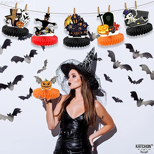 Miniatura 3 de KatchOn, Centros de mesa de Halloween para mesas, paquete de 8, centro de mesa de Halloween negro y naranja para decoraciones de mesa de Halloween,