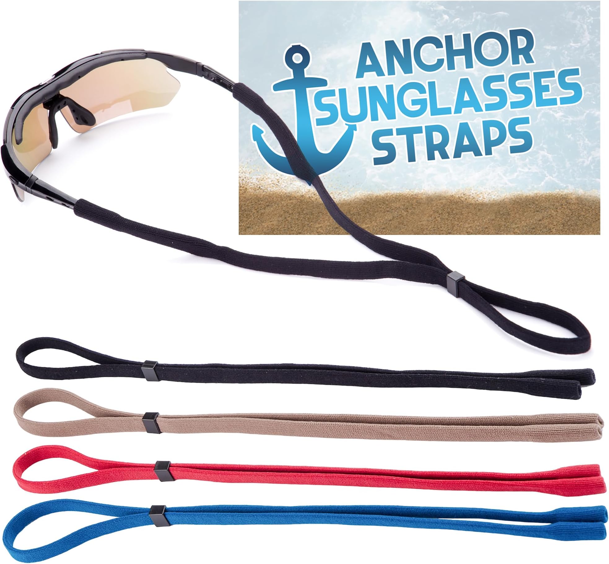 Glasses Strap 4 Pack Sunglasses Strap Adjustable Stretch Universal Fit for Kids to Adult Sport Eyewear Holder Retainer