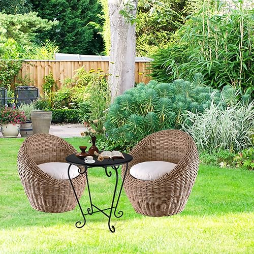 Miniatura 2 de Mesa auxiliar pequeña para patio, mesa auxiliar redonda de metal, resistente a la intemperie, antioxidante, para exteriores, para jardín, porche,