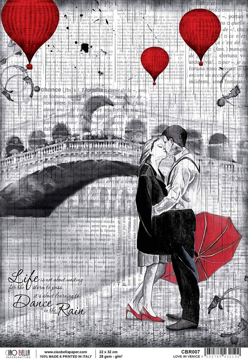 CIAO BELLA PAPER Loving in Rice PAPR LUV Venice, Red, One Size