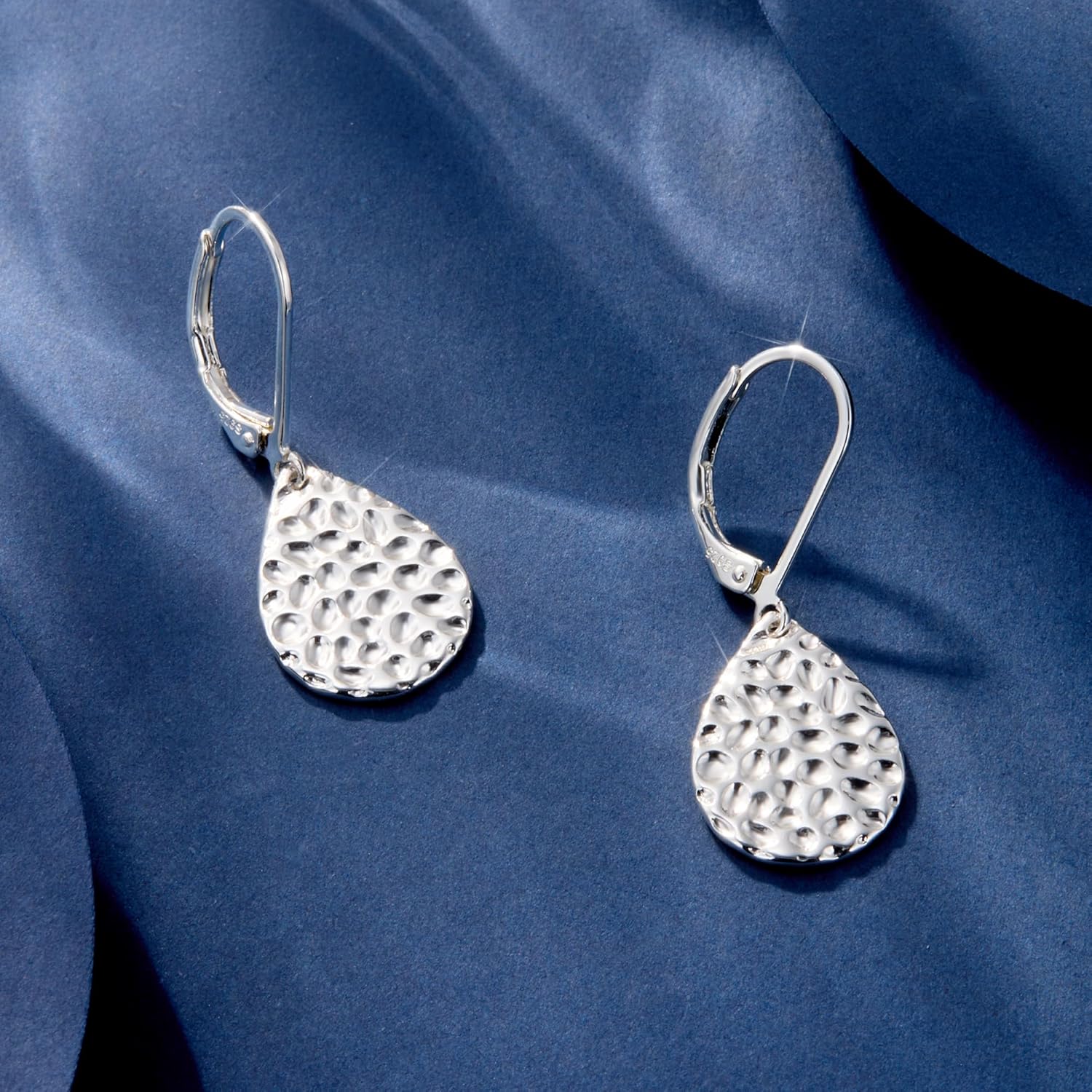 ALEXCRAFT 925 Sterling Silver Teardrop Dangle Hammered Earrings for Women Leverback Drop Earrings Jewelry for Women - Image 6