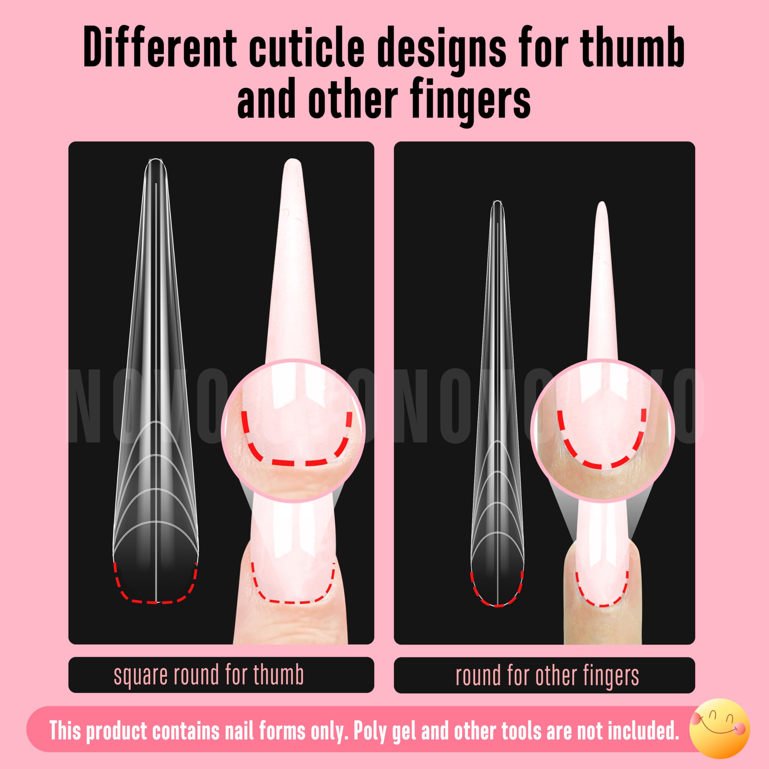 NOVO OVO XXL XXXL Russian Almond/Coffin Nail Dual Forms for PolyGel Extension NOT NAIL TIPS - Image 4