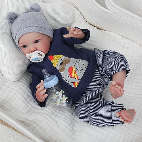 Miniatura 10 de WOOROY Muñecas de bebé Reborn realistas de 18 pulgadas muñeca de bebé realista Levi de la vida real que se ven realmente suaves y ponderadas para