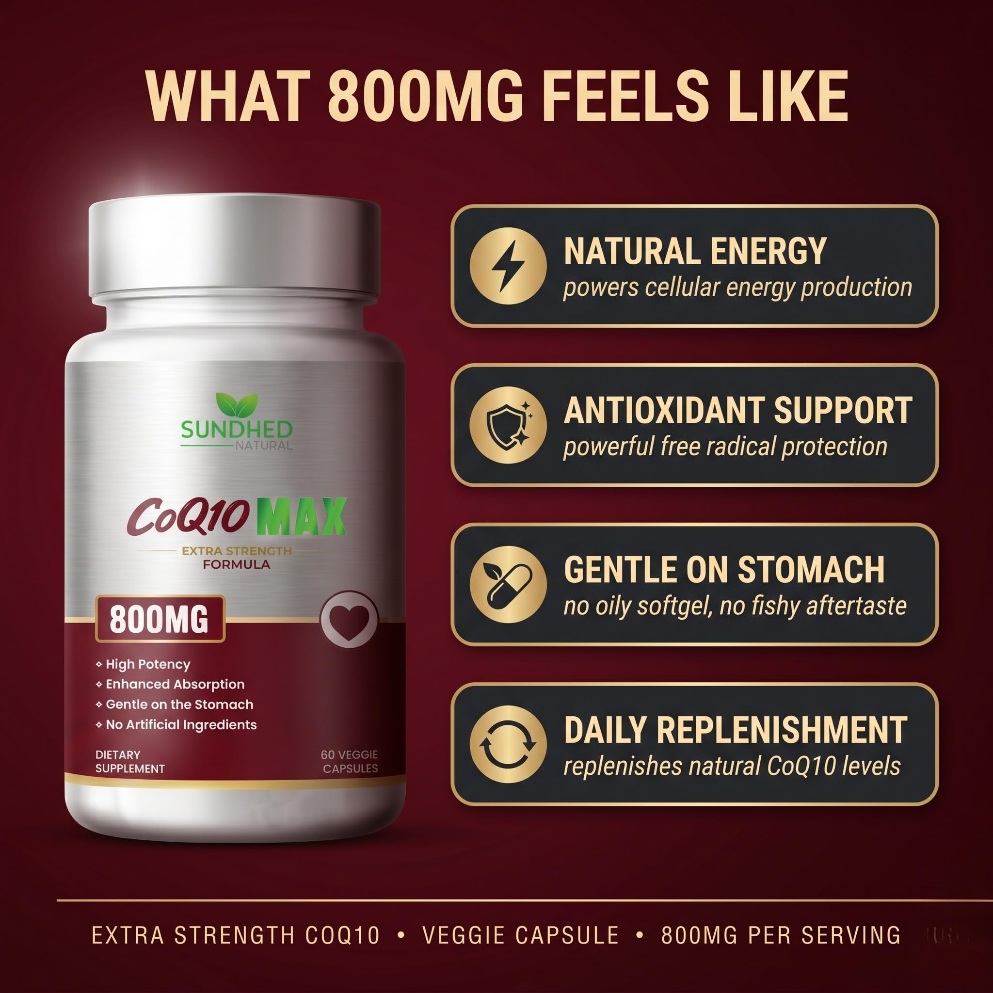 CoQ10 800mg, Coenzyme Q10 Supplement, 60 Vegan Capsules — Amazon image 4