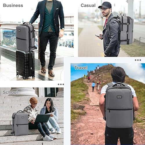 Miniatura 7 de RDTGO Mochila para laptop, para hombres y mujeres, mochila de viaje 40L, Gris, Vacaciones