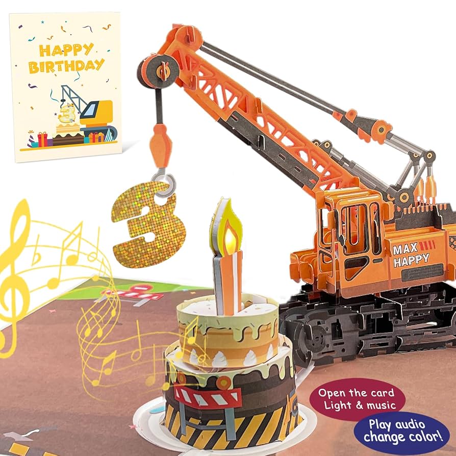 Amazon.com : DTESL 3D Greeting Pop Up 3rd Birthday Card with