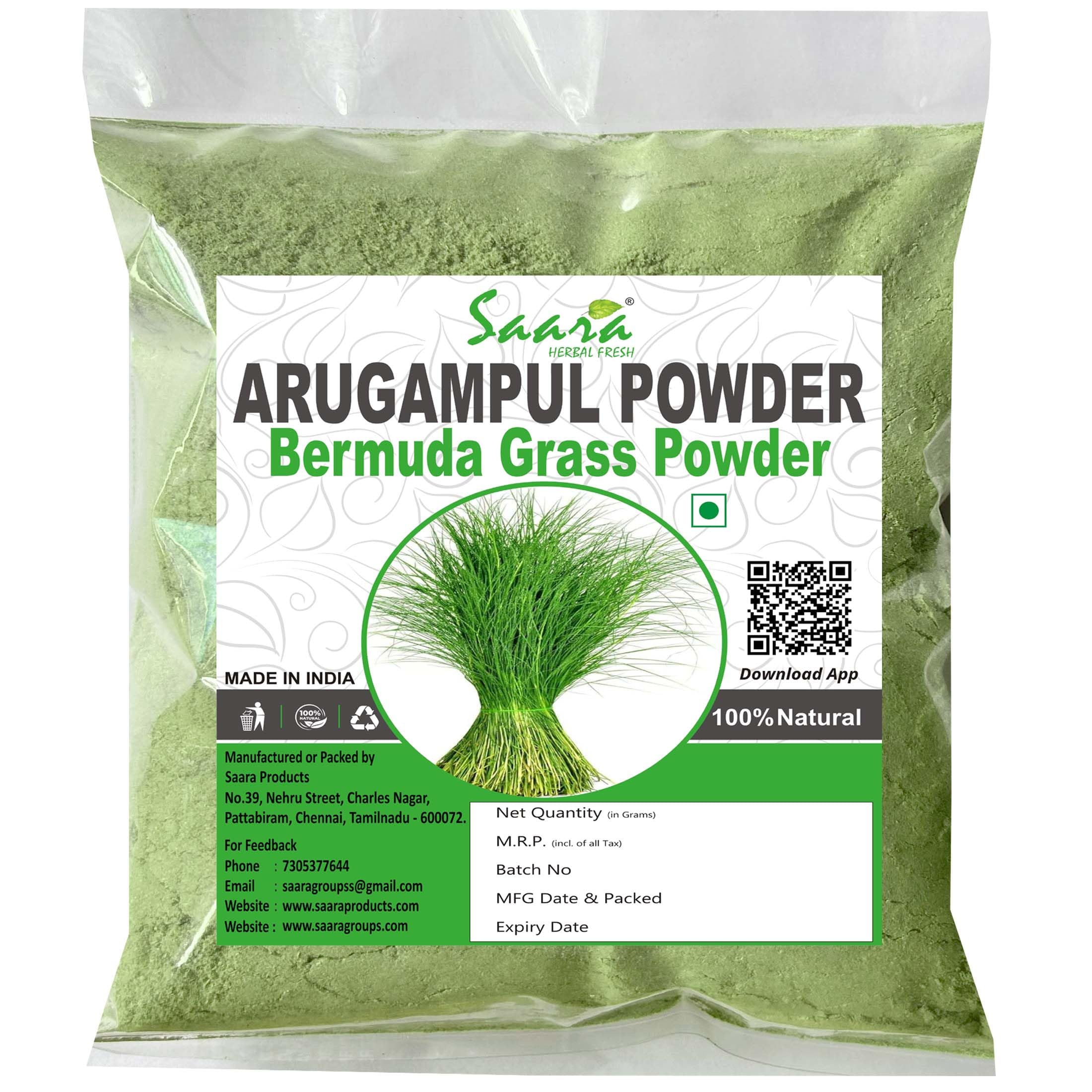 Arugampul Powder 100g | Bermuda Grass Powder (Cynodon dactylon)